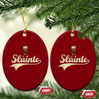 Funny Slainte Cheers Stout Beer Irish Shamrock St Patrick's Day Ceramic Ornament