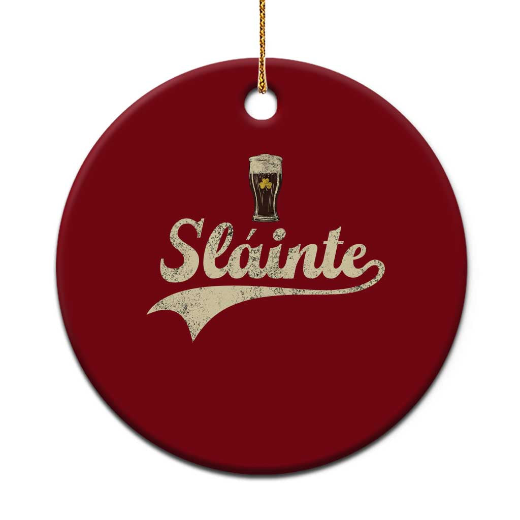 Funny Slainte Cheers Stout Beer Irish Shamrock St Patrick's Day Ceramic Ornament