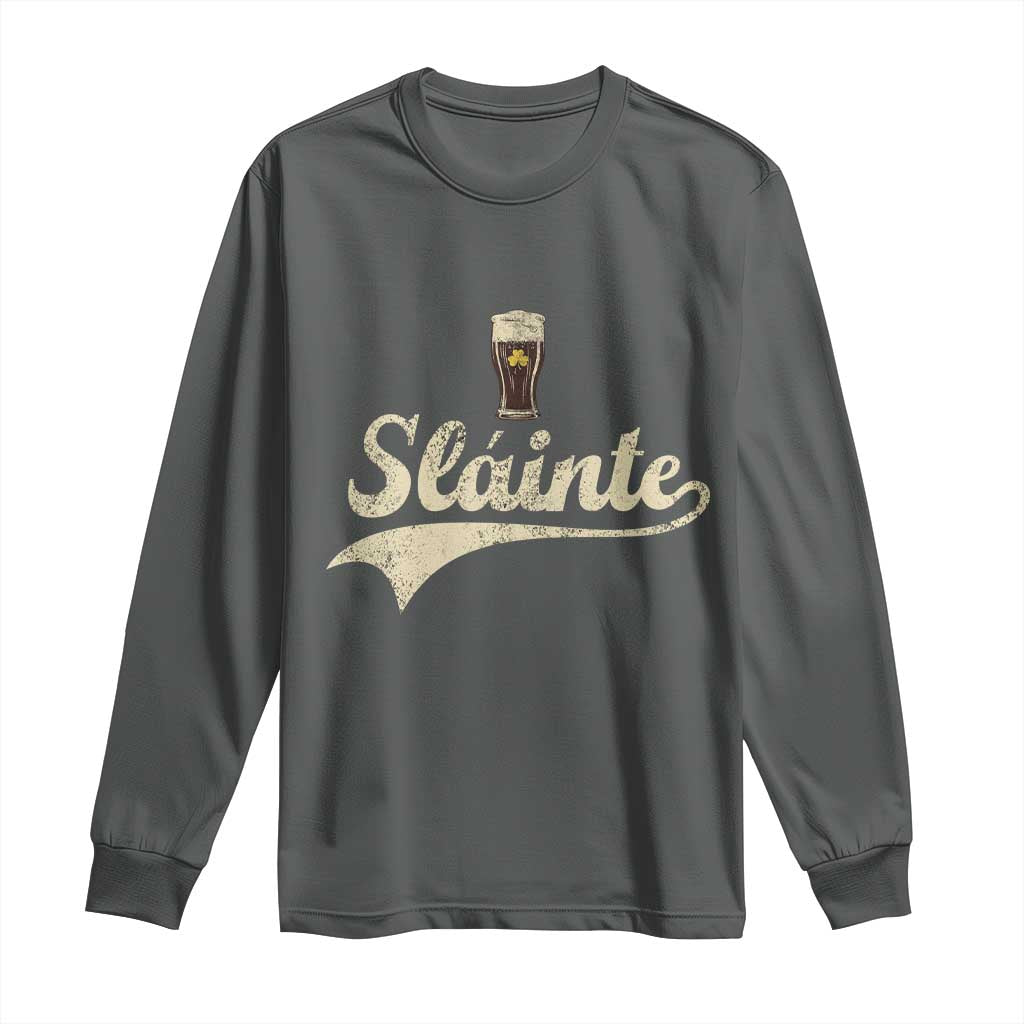 Funny Slainte Cheers Stout Beer Irish Shamrock St Patrick's Day Long Sleeve Shirt