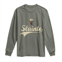 Funny Slainte Cheers Stout Beer Irish Shamrock St Patrick's Day Long Sleeve Shirt