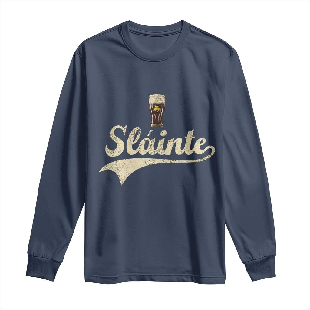 Funny Slainte Cheers Stout Beer Irish Shamrock St Patrick's Day Long Sleeve Shirt