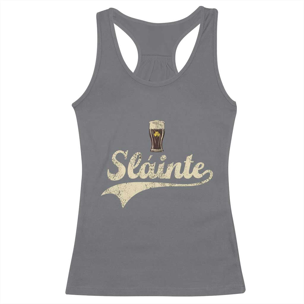 Funny Slainte Cheers Stout Beer Irish Shamrock St Patrick's Day Racerback Tank Top