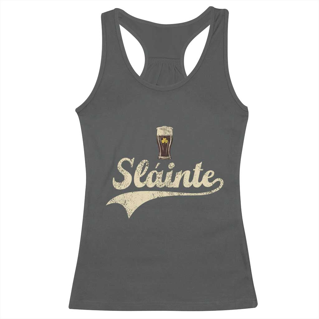 Funny Slainte Cheers Stout Beer Irish Shamrock St Patrick's Day Racerback Tank Top