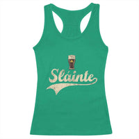 Funny Slainte Cheers Stout Beer Irish Shamrock St Patrick's Day Racerback Tank Top