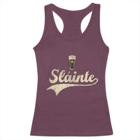 Funny Slainte Cheers Stout Beer Irish Shamrock St Patrick's Day Racerback Tank Top