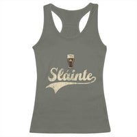 Funny Slainte Cheers Stout Beer Irish Shamrock St Patrick's Day Racerback Tank Top