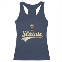 Funny Slainte Cheers Stout Beer Irish Shamrock St Patrick's Day Racerback Tank Top