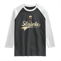 Funny Slainte Cheers Stout Beer Irish Shamrock St Patrick's Day Raglan Shirt
