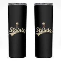 Funny Slainte Cheers Stout Beer Irish Shamrock St Patrick's Day Skinny Tumbler