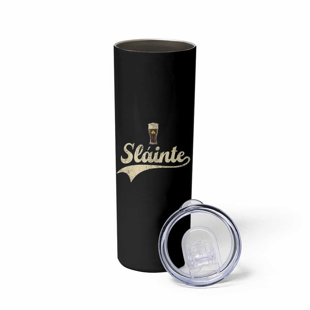 Funny Slainte Cheers Stout Beer Irish Shamrock St Patrick's Day Skinny Tumbler