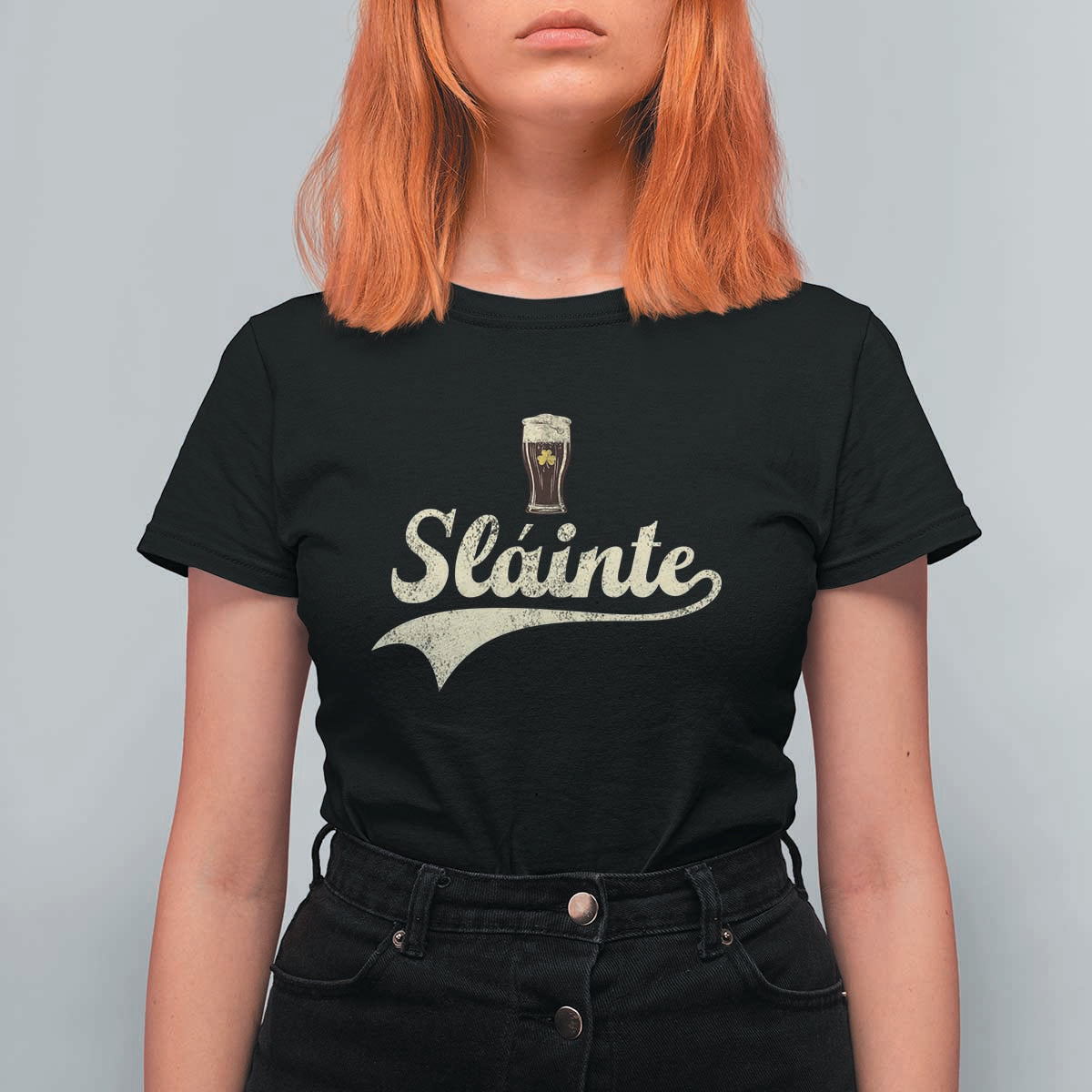 Funny Slainte Cheers Stout Beer Irish Shamrock St Patrick's Day T Shirt For Women