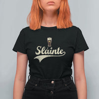 Funny Slainte Cheers Stout Beer Irish Shamrock St Patrick's Day T Shirt For Women