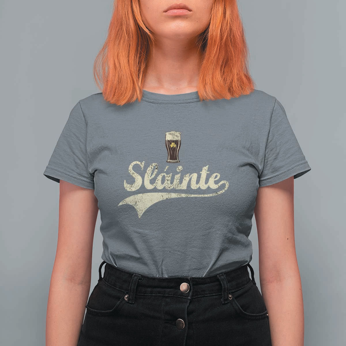 Funny Slainte Cheers Stout Beer Irish Shamrock St Patrick's Day T Shirt For Women