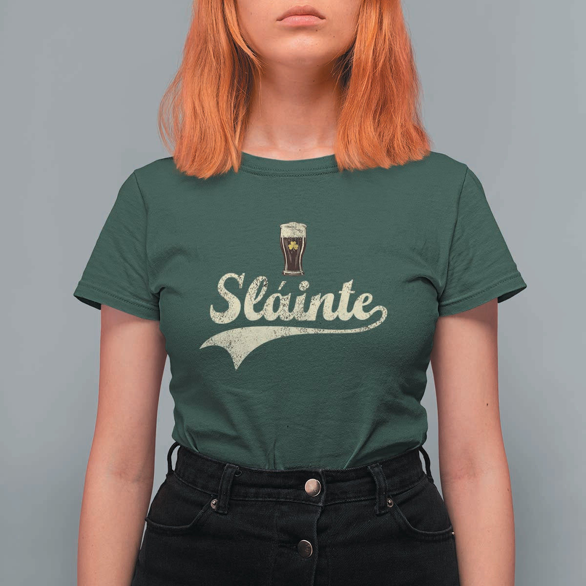Funny Slainte Cheers Stout Beer Irish Shamrock St Patrick's Day T Shirt For Women