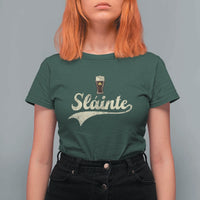 Funny Slainte Cheers Stout Beer Irish Shamrock St Patrick's Day T Shirt For Women