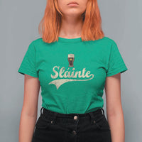 Funny Slainte Cheers Stout Beer Irish Shamrock St Patrick's Day T Shirt For Women