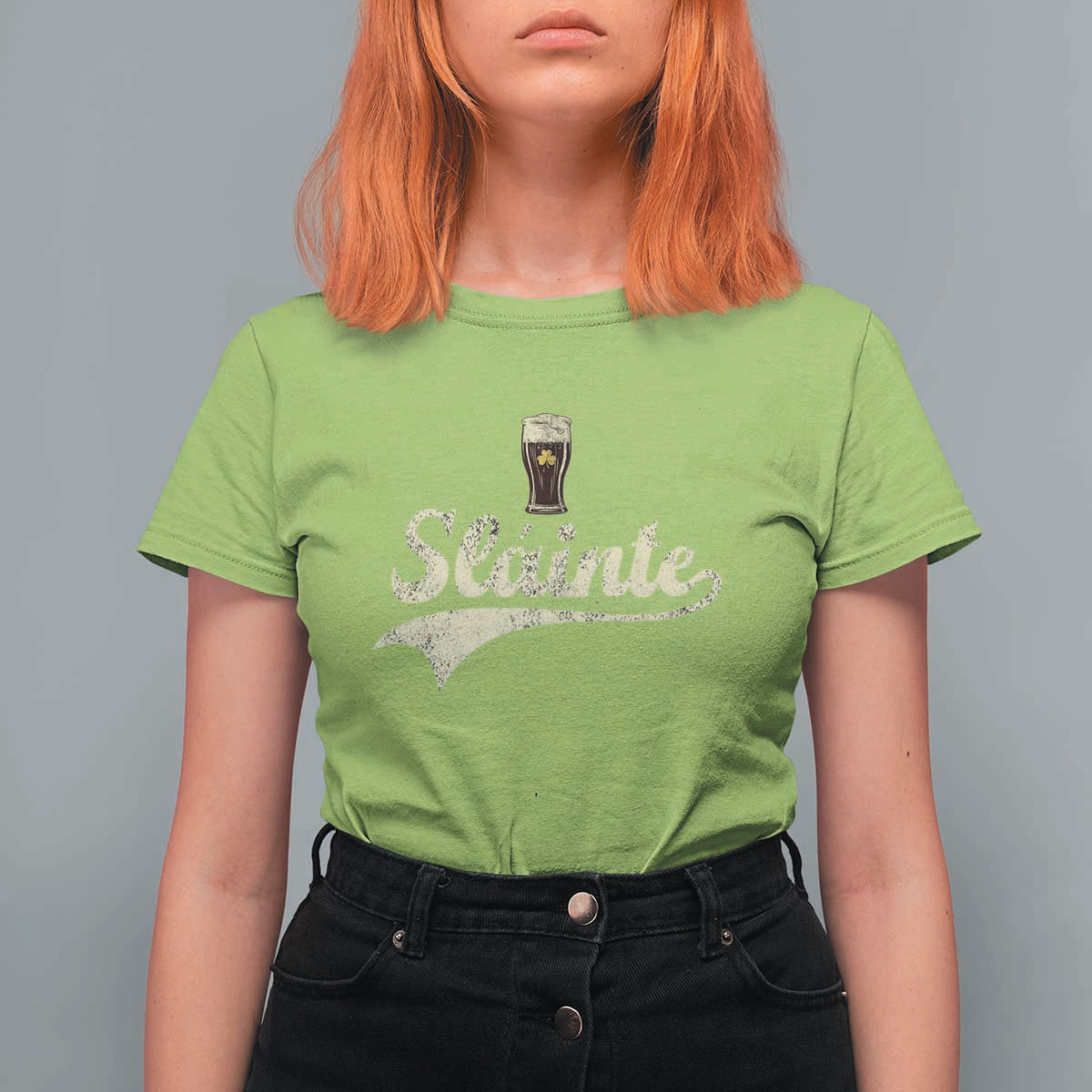 Funny Slainte Cheers Stout Beer Irish Shamrock St Patrick's Day T Shirt For Women
