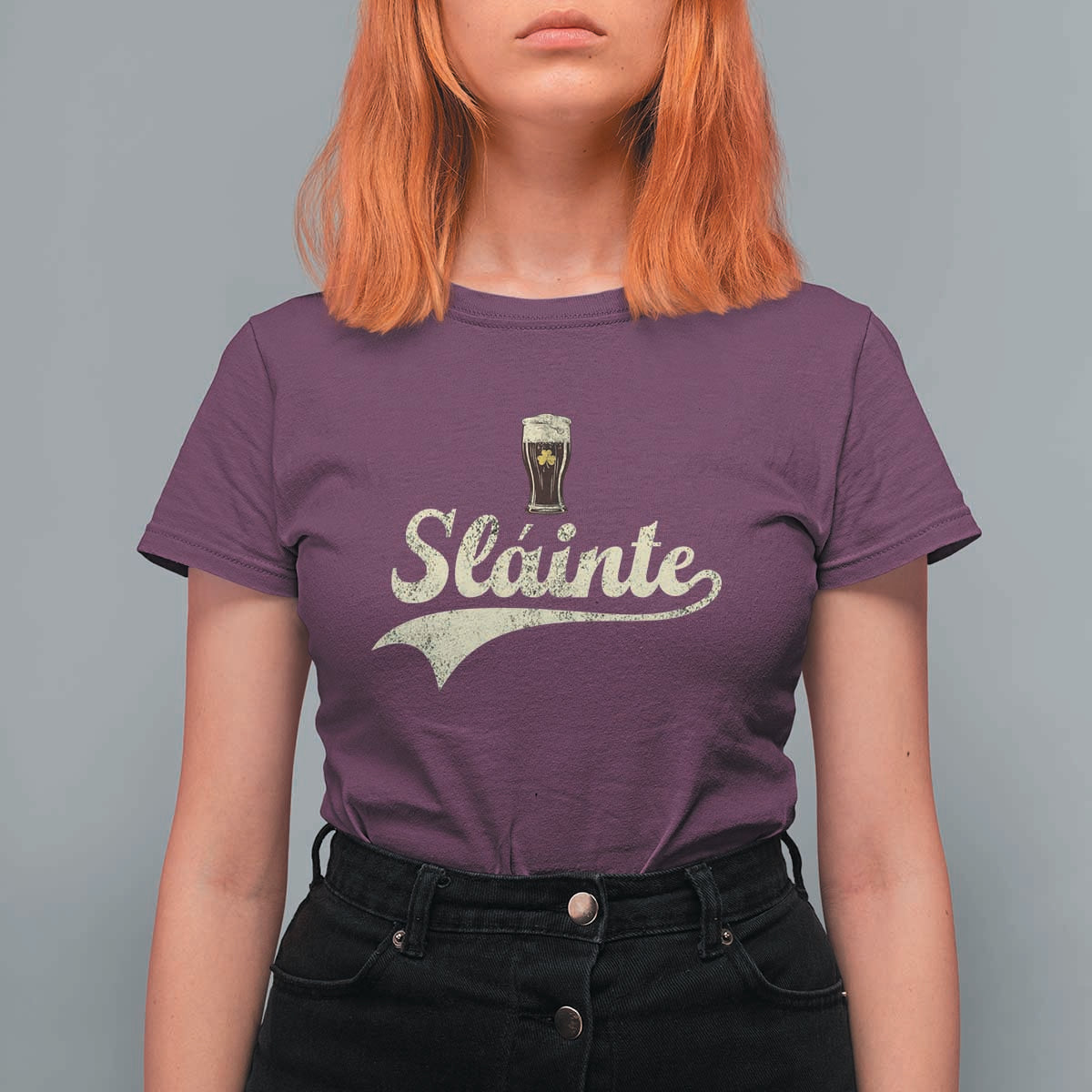 Funny Slainte Cheers Stout Beer Irish Shamrock St Patrick's Day T Shirt For Women