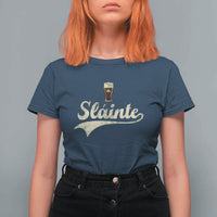 Funny Slainte Cheers Stout Beer Irish Shamrock St Patrick's Day T Shirt For Women