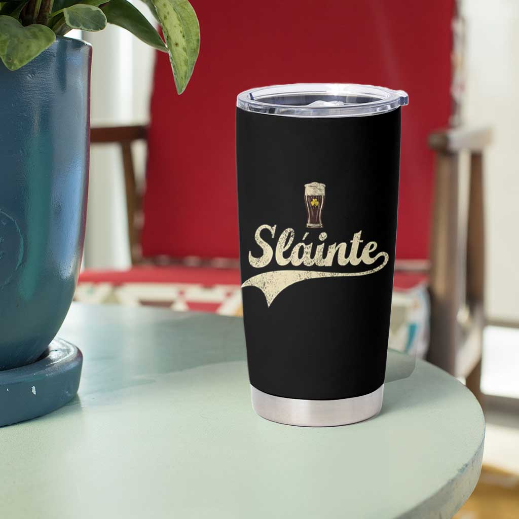 Funny Slainte Cheers Stout Beer Irish Shamrock St Patrick's Day Tumbler Cup