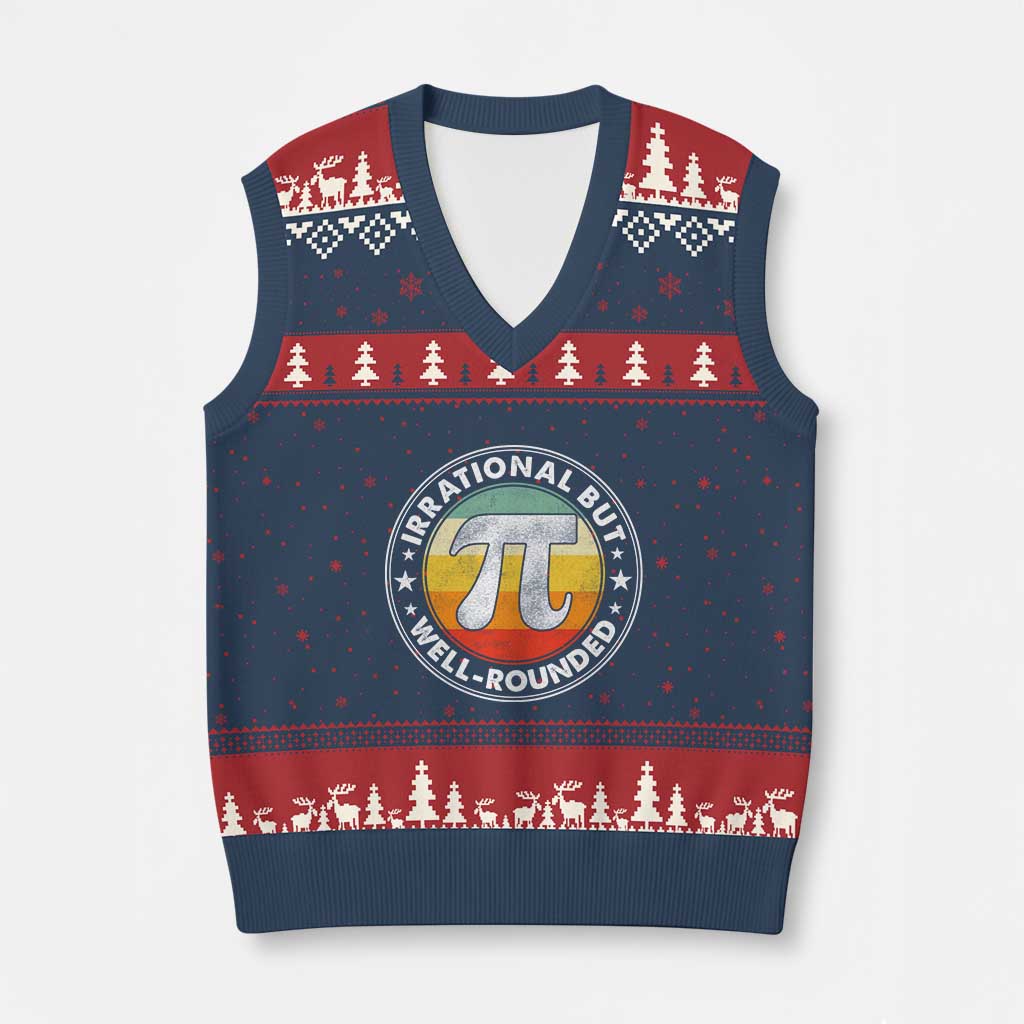 Funny Irrational But Well Rounded Pi Day V-Neck Knit Sweater Vest