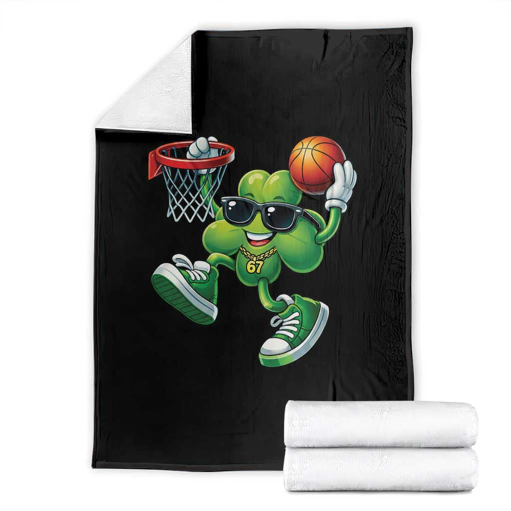 Funny 67 Meme Six Seven Basketball Shamrock St Patricks Day Throw Blanket