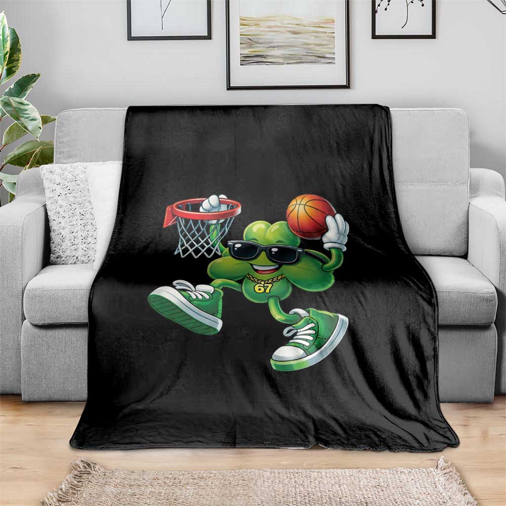 Funny 67 Meme Six Seven Basketball Shamrock St Patricks Day Throw Blanket