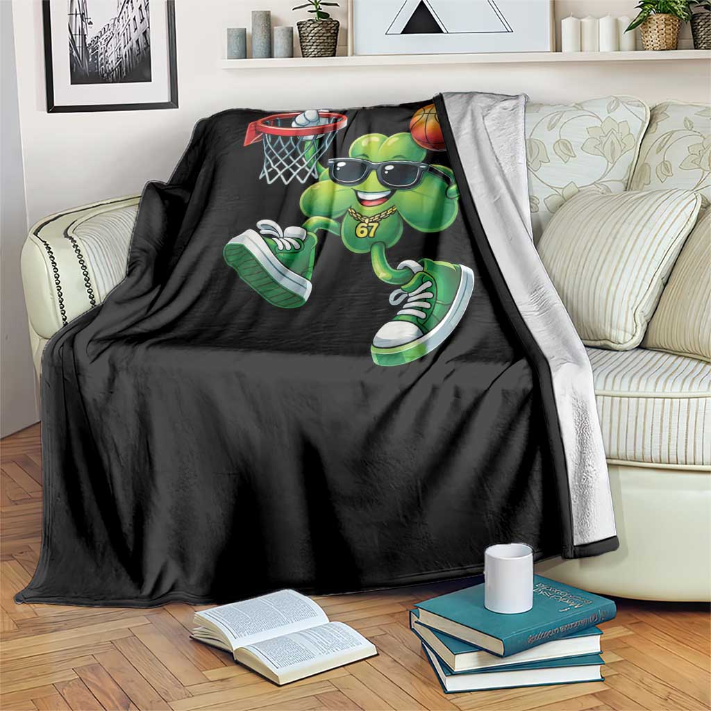 Funny 67 Meme Six Seven Basketball Shamrock St Patricks Day Throw Blanket
