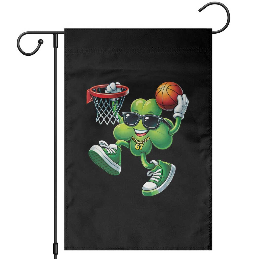 Funny 67 Meme Six Seven Basketball Shamrock St Patricks Day Garden Flag