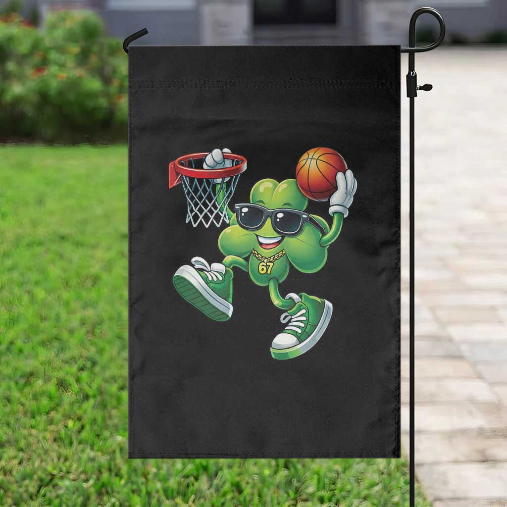 Funny 67 Meme Six Seven Basketball Shamrock St Patricks Day Garden Flag
