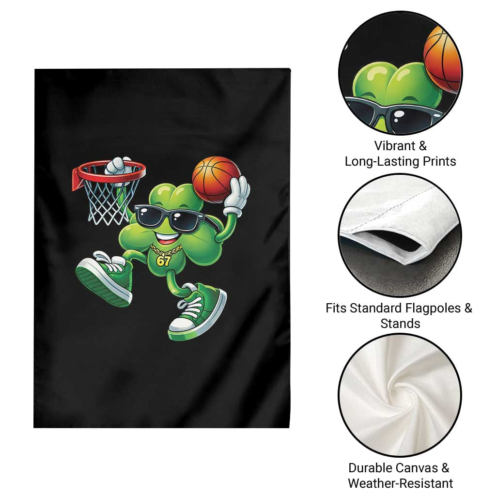 Funny 67 Meme Six Seven Basketball Shamrock St Patricks Day Garden Flag