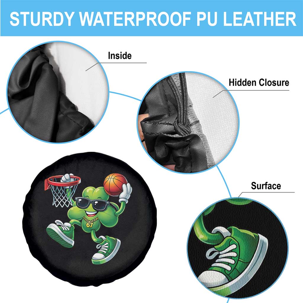 Funny 67 Meme Six Seven Basketball Shamrock St Patricks Day Spare Tire Cover