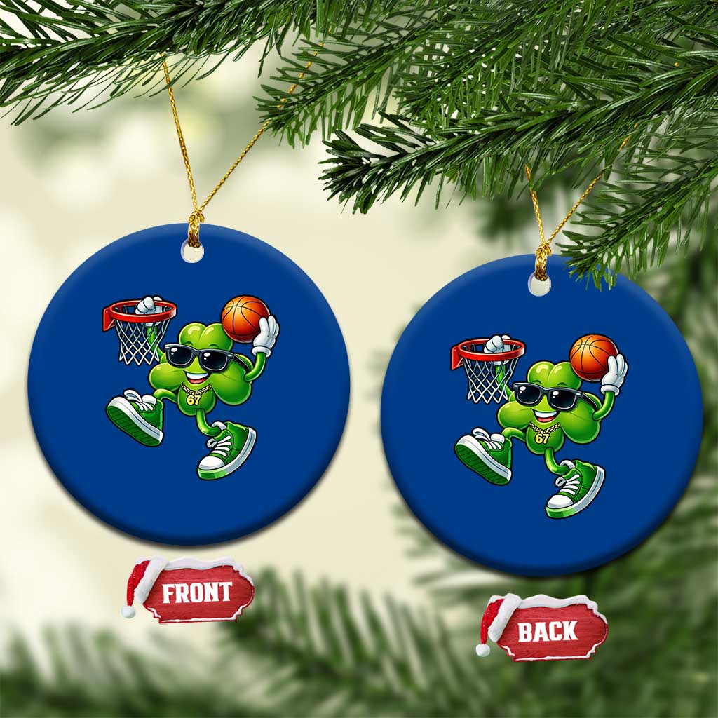 Funny 67 Meme Six Seven Basketball Shamrock St Patricks Day Ceramic Ornament