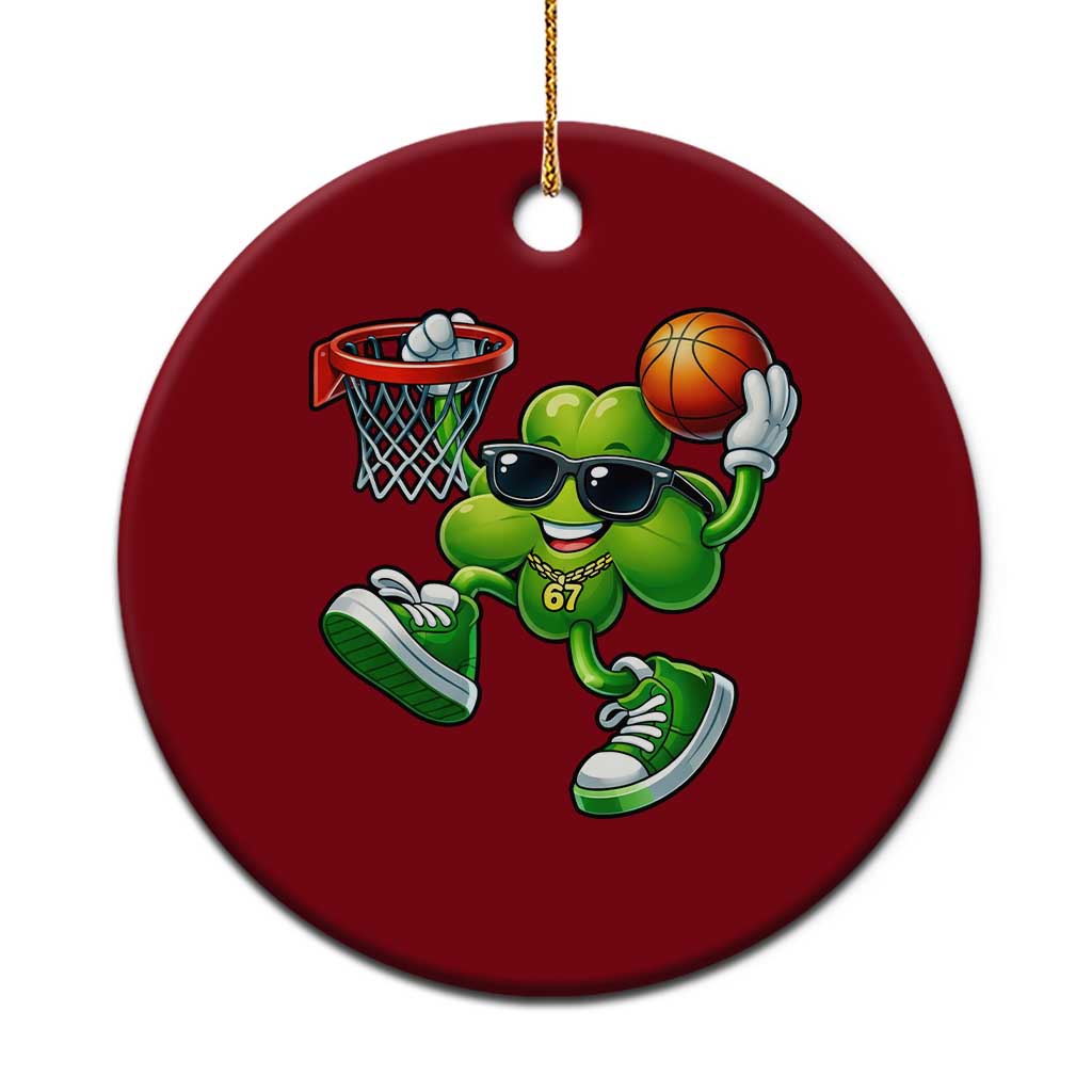Funny 67 Meme Six Seven Basketball Shamrock St Patricks Day Ceramic Ornament