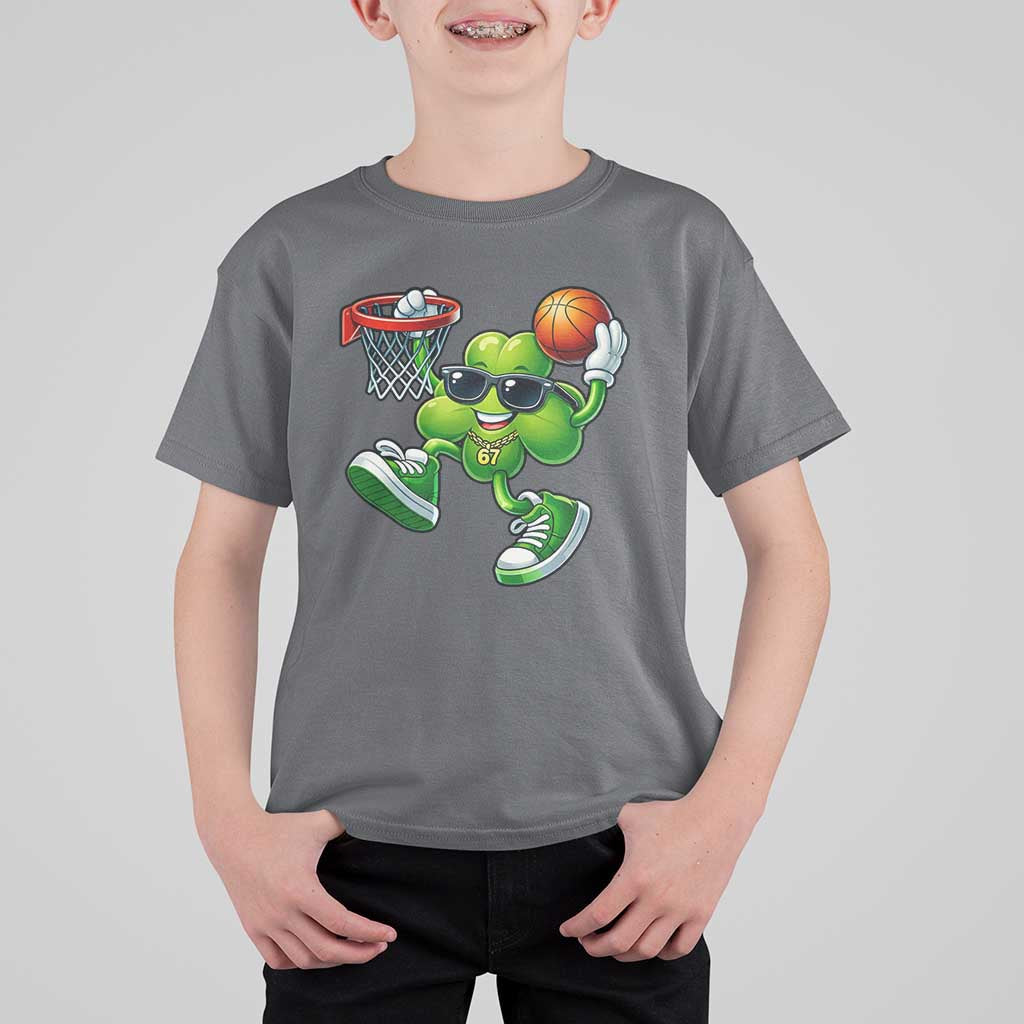 Funny 67 Meme Six Seven Basketball Shamrock St Patricks Day T Shirt For Kid