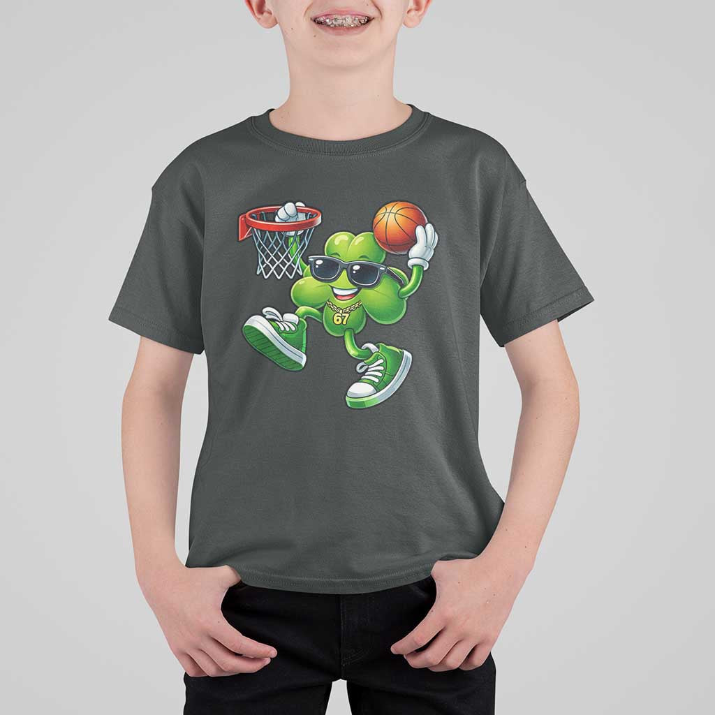 Funny 67 Meme Six Seven Basketball Shamrock St Patricks Day T Shirt For Kid