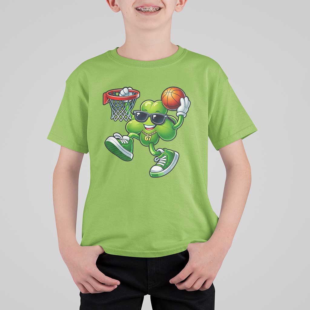 Funny 67 Meme Six Seven Basketball Shamrock St Patricks Day T Shirt For Kid