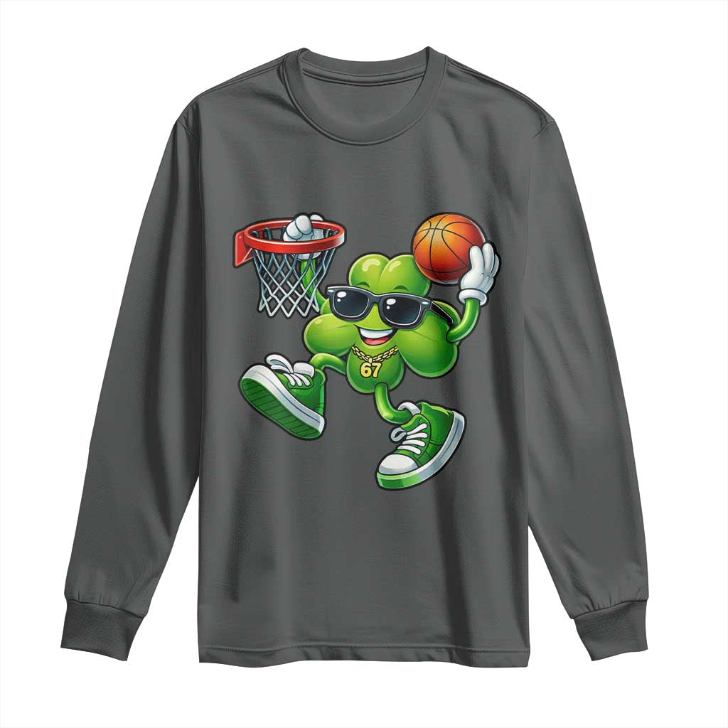 Funny 67 Meme Six Seven Basketball Shamrock St Patricks Day Long Sleeve Shirt