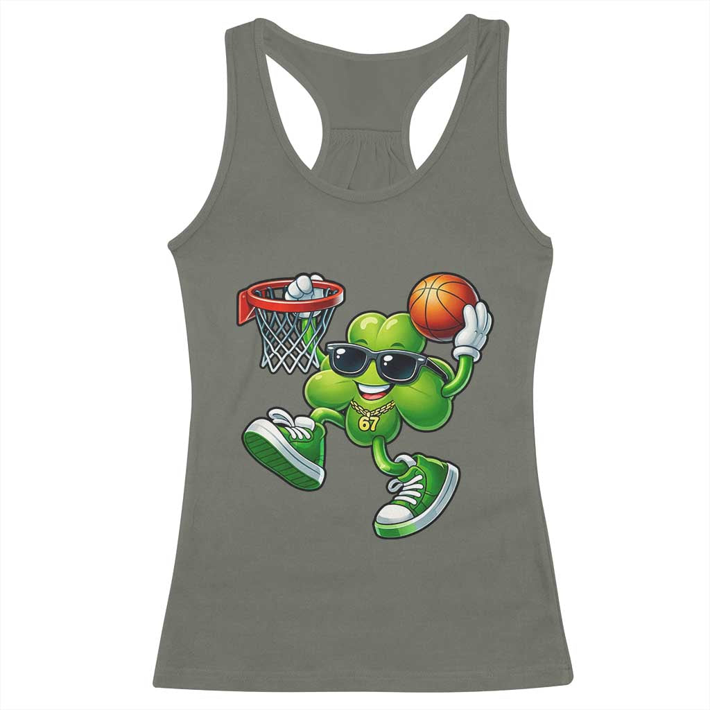 Funny 67 Meme Six Seven Basketball Shamrock St Patricks Day Racerback Tank Top