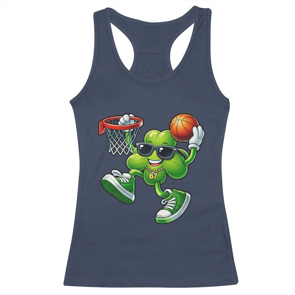 Funny 67 Meme Six Seven Basketball Shamrock St Patricks Day Racerback Tank Top