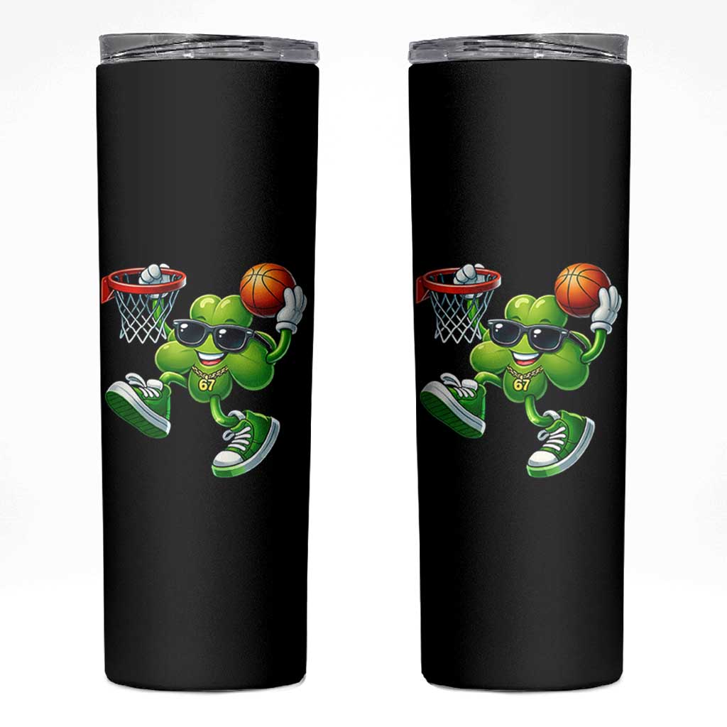 Funny 67 Meme Six Seven Basketball Shamrock St Patricks Day Skinny Tumbler