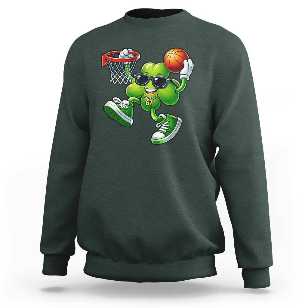 Funny 67 Meme Six Seven Basketball Shamrock St Patricks Day Sweatshirt
