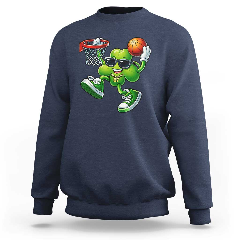 Funny 67 Meme Six Seven Basketball Shamrock St Patricks Day Sweatshirt