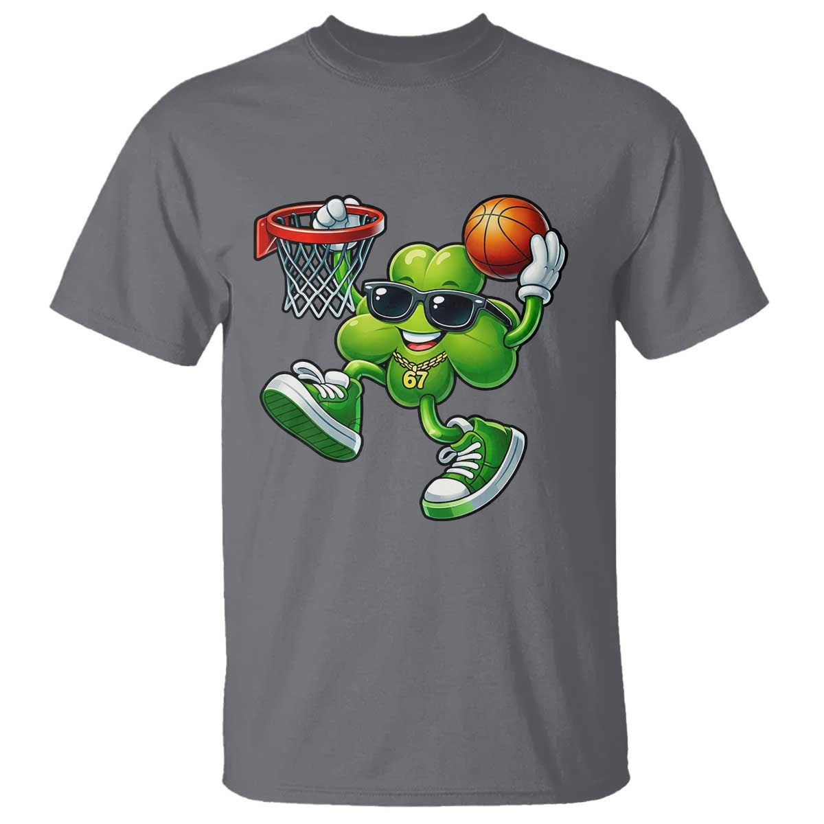 Funny 67 Meme Six Seven Basketball Shamrock St Patricks Day T Shirt