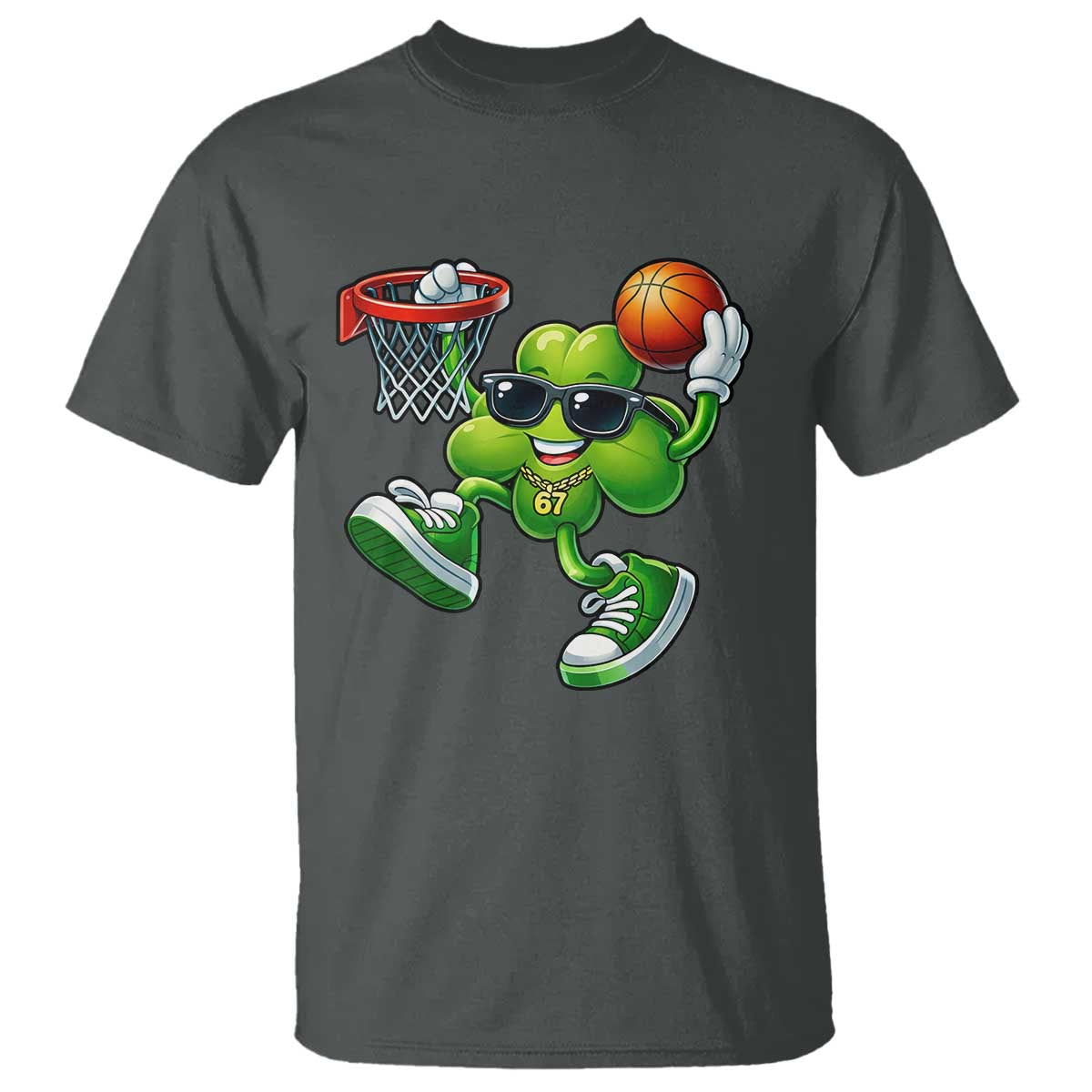 Funny 67 Meme Six Seven Basketball Shamrock St Patricks Day T Shirt