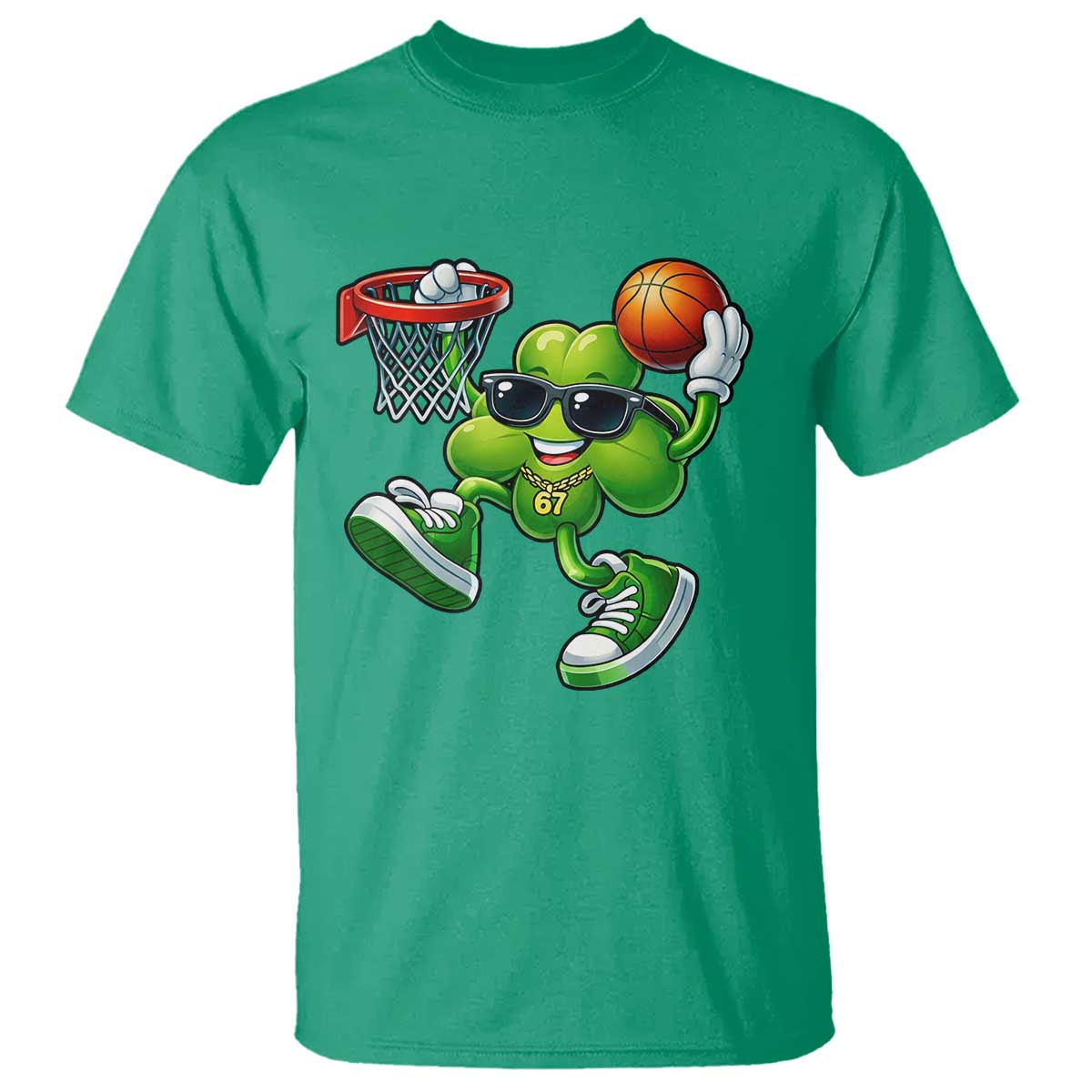 Funny 67 Meme Six Seven Basketball Shamrock St Patricks Day T Shirt