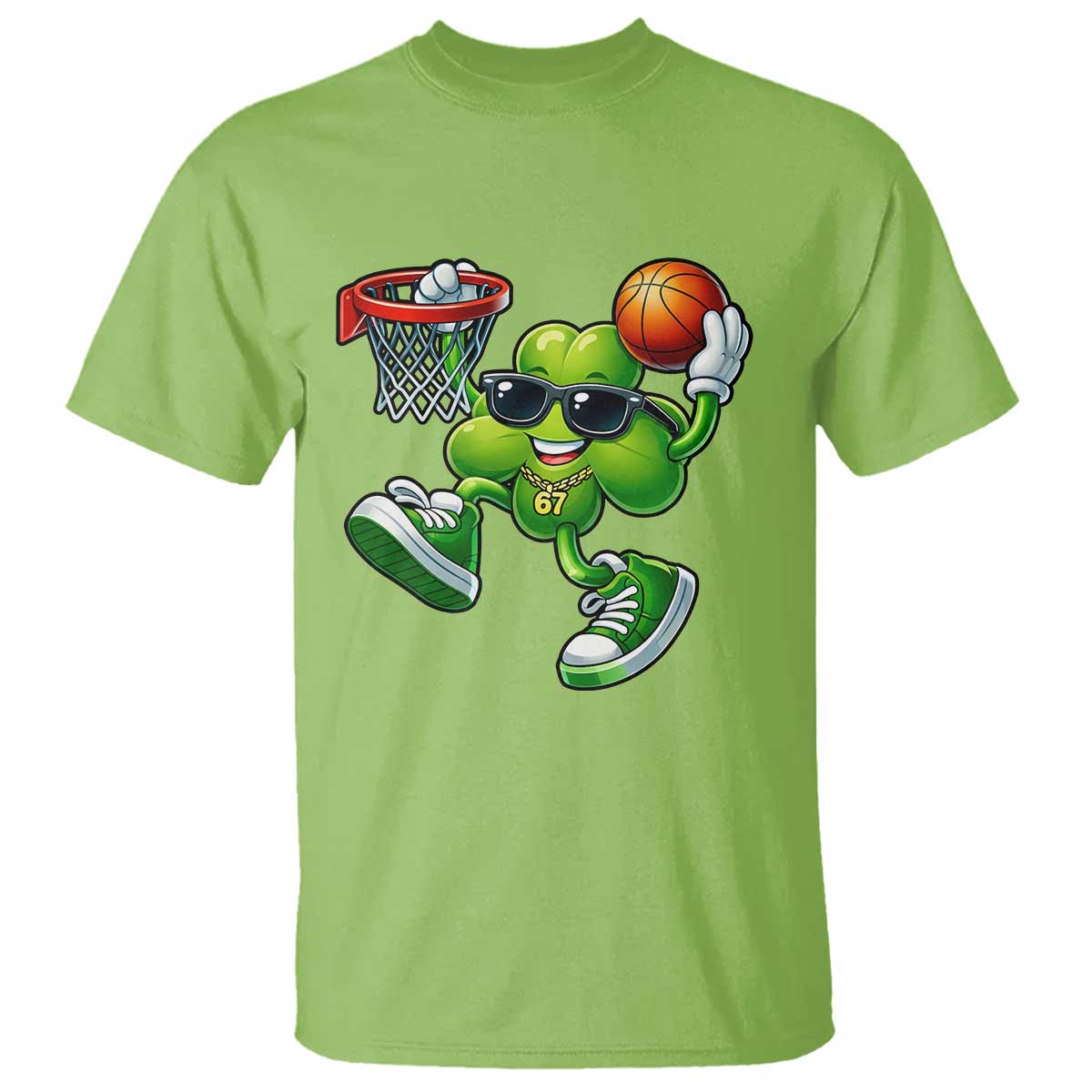 Funny 67 Meme Six Seven Basketball Shamrock St Patricks Day T Shirt