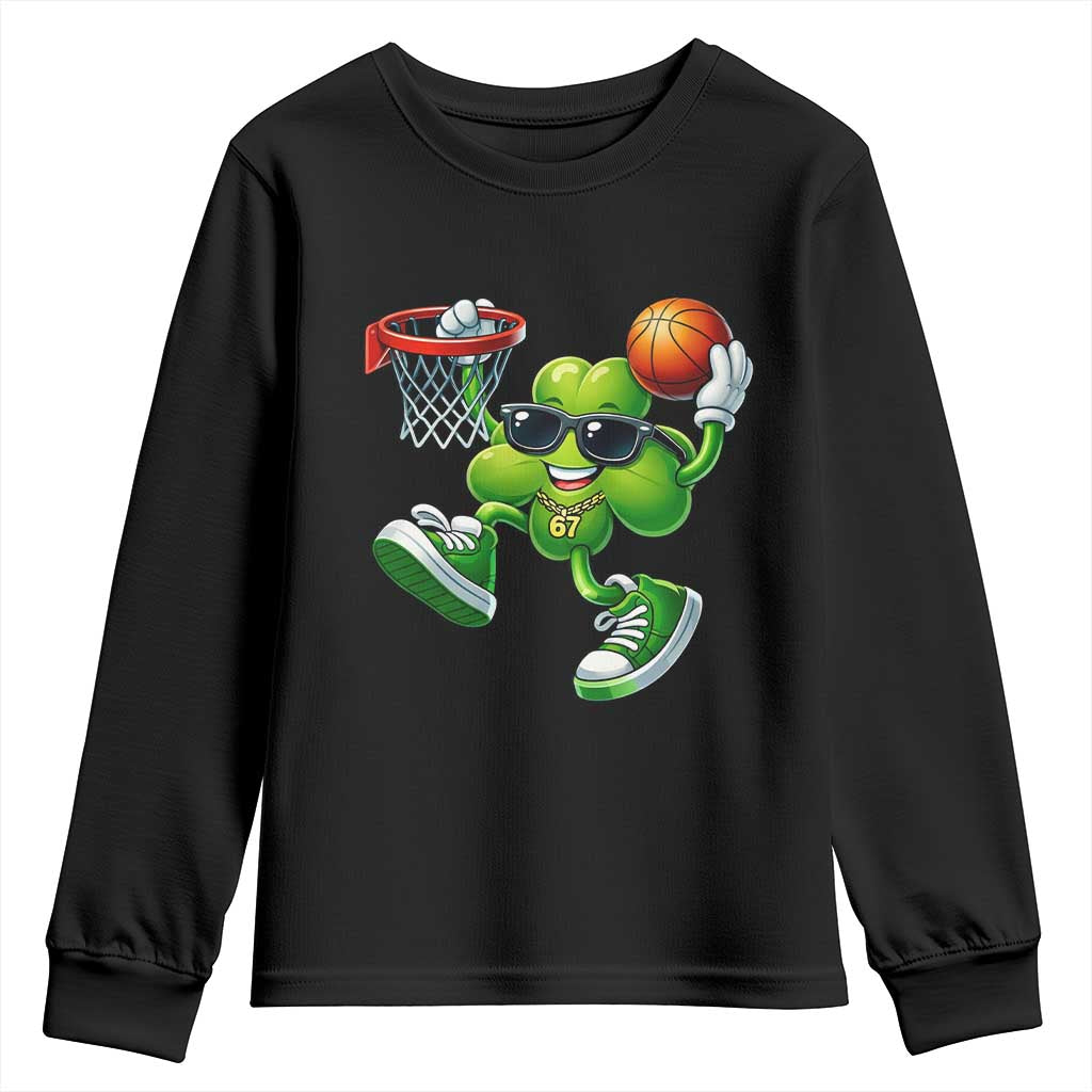 Funny 67 Meme Six Seven Basketball Shamrock St Patricks Day Youth Sweatshirt