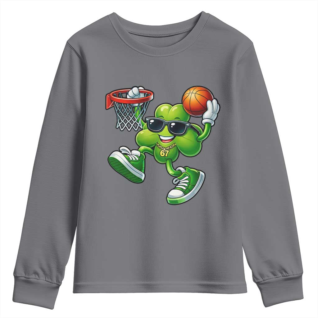 Funny 67 Meme Six Seven Basketball Shamrock St Patricks Day Youth Sweatshirt
