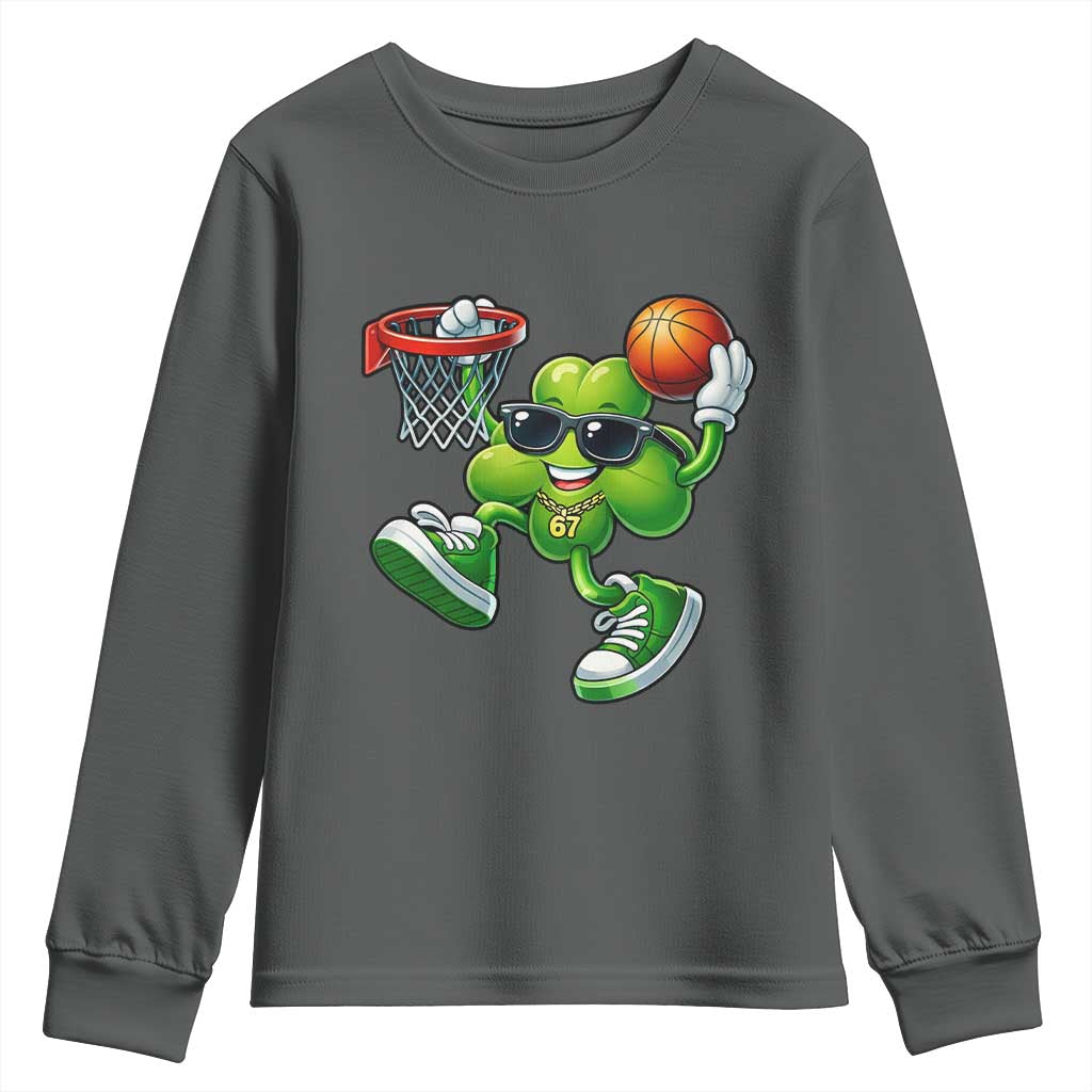 Funny 67 Meme Six Seven Basketball Shamrock St Patricks Day Youth Sweatshirt